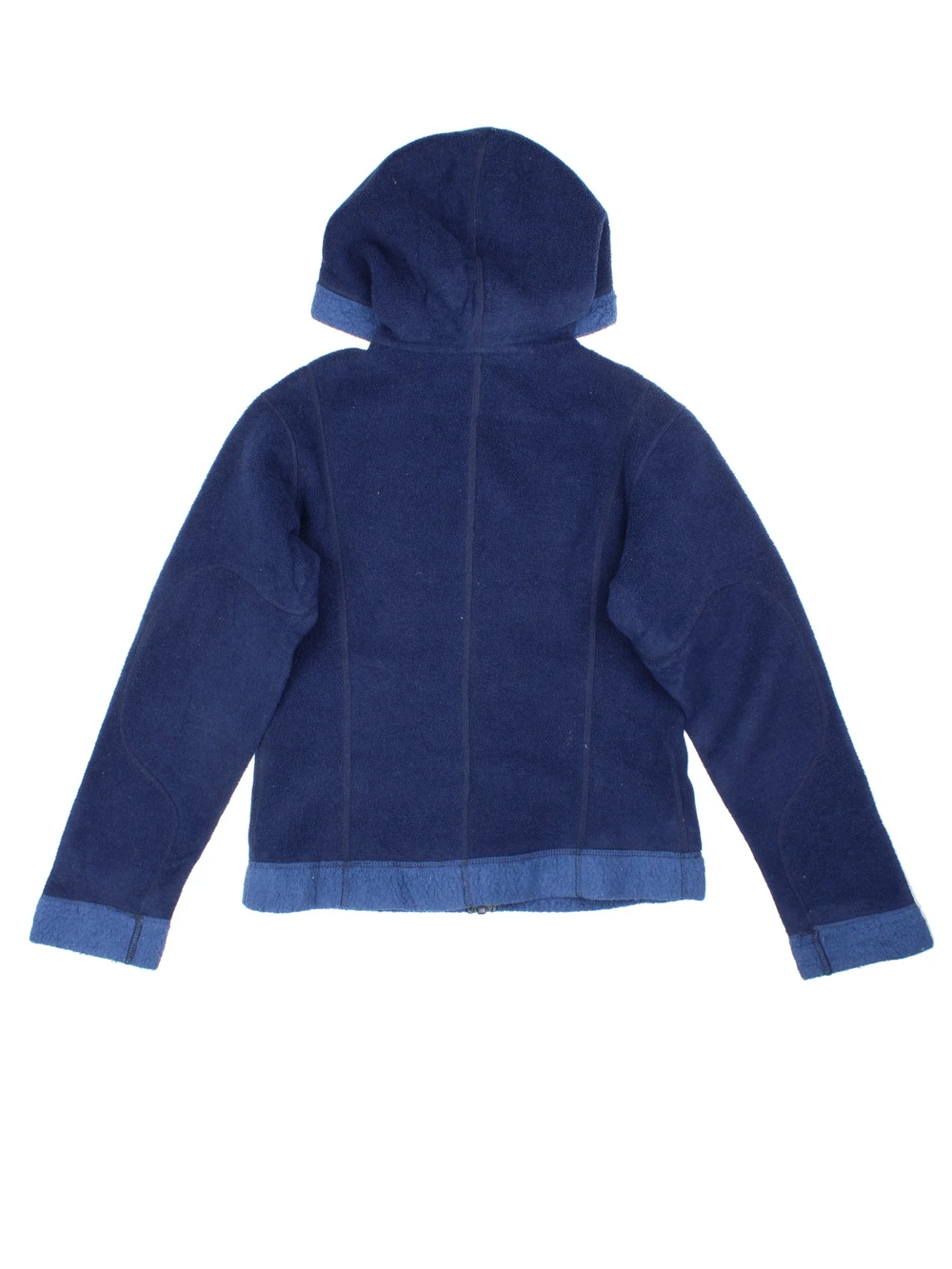 Patagonia Synchilla Fleece in a blue colourway. Zip up and has side pockets, hooded, and the logo embroidered on the front.