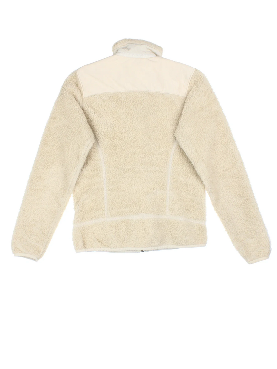 Patagonia Retro-X Fleece in a tan colourway. Zips up and has side pockets, and the logo embroidered on the front.