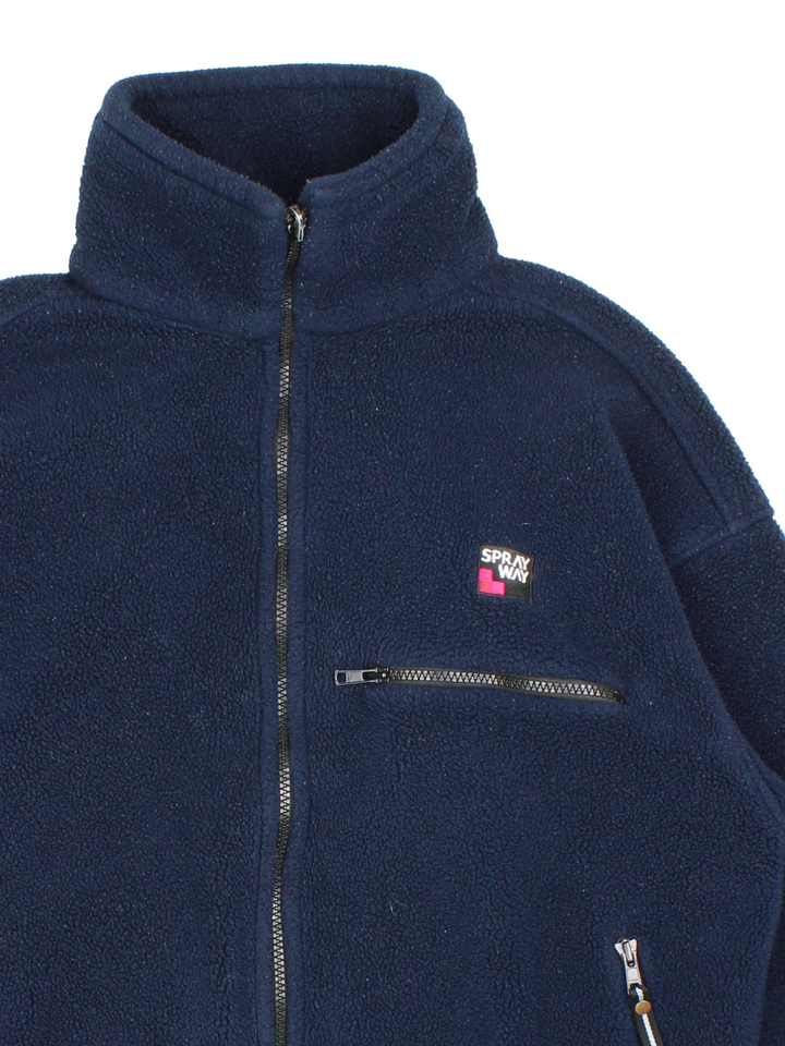 Vintage Sprayway Fleece in a blue colourway. Zips up and has multiple pockets, and the logo embroidered on the front and back.