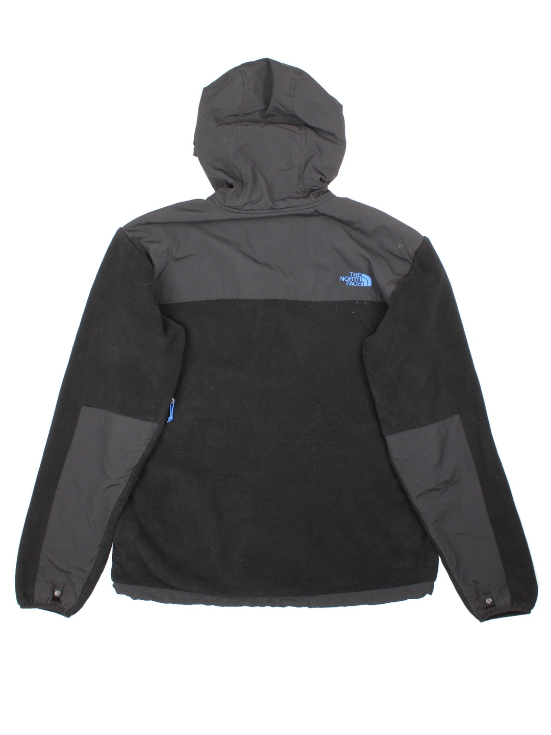 Vintage The North Face Denali Hooded Fleece in a black colourway. Zips up and has multiple pockets, and the logo embroidered on the front and back.