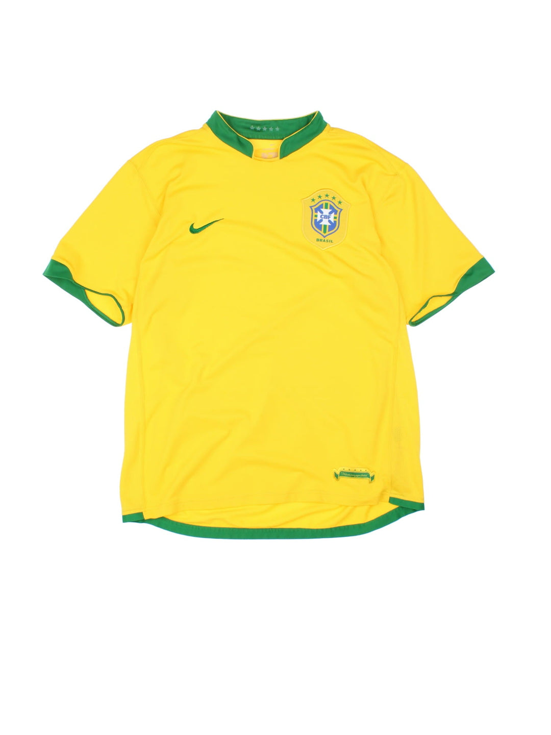 Brazil 2006/07 Nike Football Shirt in the yellow home kit colourway, features embroidered logos and badge on the front.
