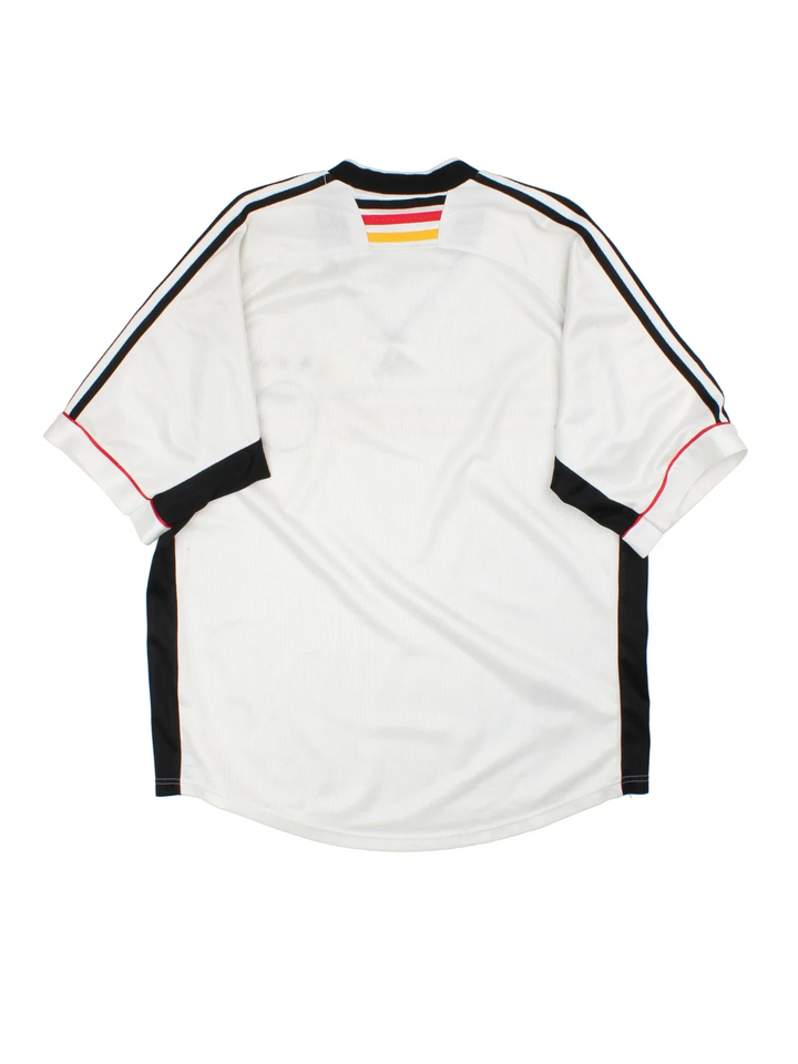 Germany 1998/00 Adidas Football Shirt in the white home kit colourway, features logos and badge on the front with the classic adidas 3 stripe across the middle.