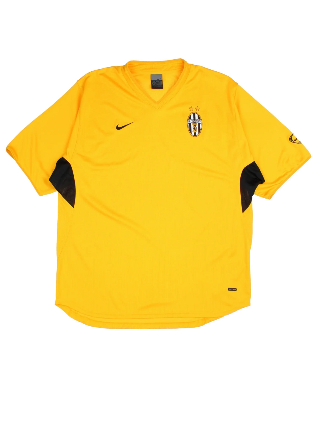 2003/04 Juventus Nike Training Top in a yellow colourway, features embroidered logos and badge on the front, black detailing under arms and small logo on the sleeve.