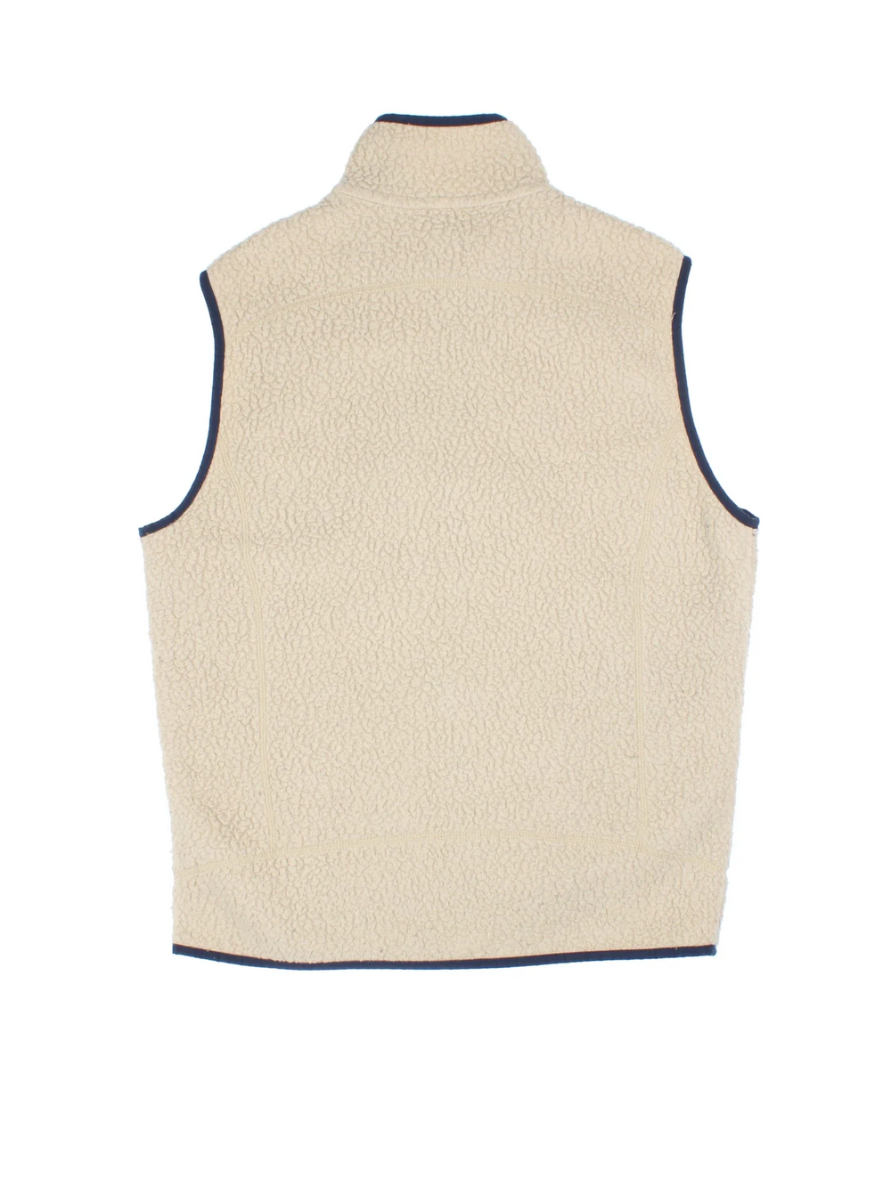Patagonia Fleece Vest in a tan colourway. Zips up, with multiple pockets, contrast piping and branding embroidered on the front.