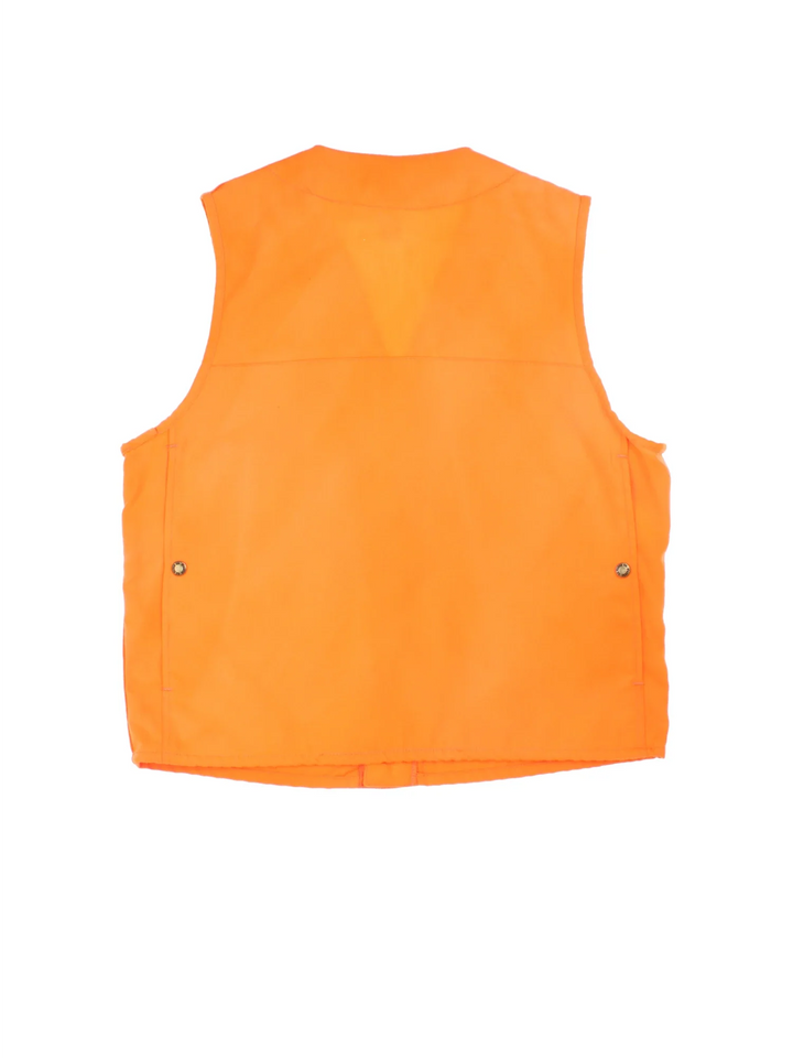 Vintage C.C. Filson Hunting Vest in a orange colourway. Buttons up with a v neck collar and has multiple pockets.