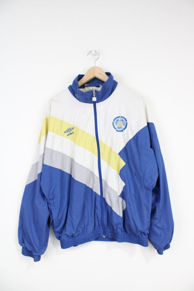 Vintage 1988- 90 Leeds United zip through tracksuit top by Umbro with embroidered badges on the chest
