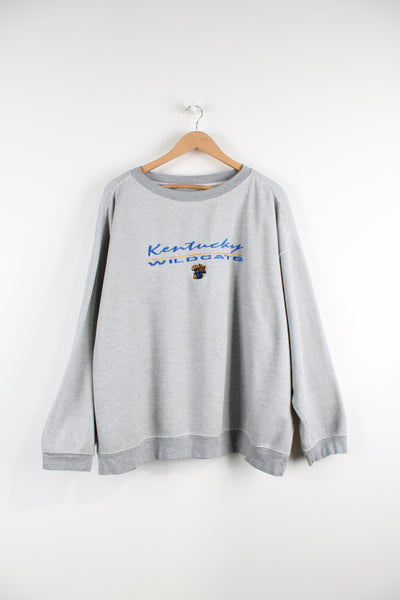Vintage Kentucky Wildcats sweatshirt in grey with spell-out and logo across the chest.