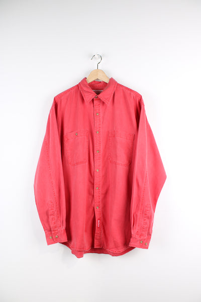 Vintage Marlboro Team shirt in red, button up with double chest pocket and embroidered logo.