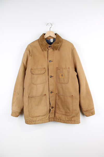 Vitnage 80's Wrangler Big Ben work jacket. Tan work jacket with cord collar and blanket lining.   good condition - marks all over (see photos)  Size in Label:  Mens 44 - Measures like a mens L