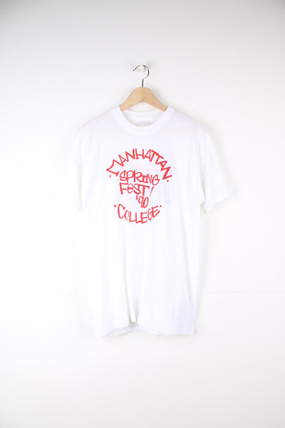 Vintage 90's 'Manhattan Spring Fest College' x Coors Light single stitch t-shirt in white with printed graphics on the front and back  