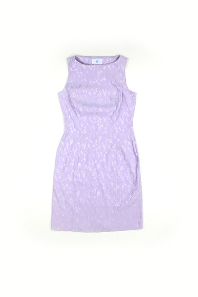 Purple 90's New Look midi dress with high neckline, made from a super soft slightly stretchy polyester material