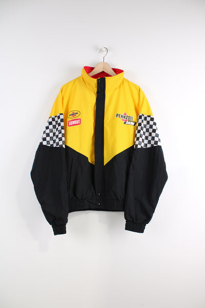 Vintage 1990's Pennzoil Gumout zip through racing style bomber jacket by Swingster features printed graphics and checkerboard details 