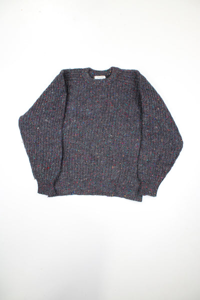 Vintage looks like 90's Gap 100% wool jumper in grey with multicoloured flecks 