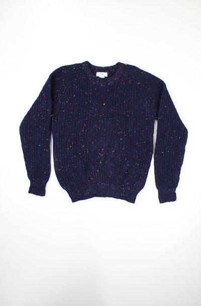 Vintage looks like 90's Gap 100% wool jumper in navy blue with multicoloured flecks 