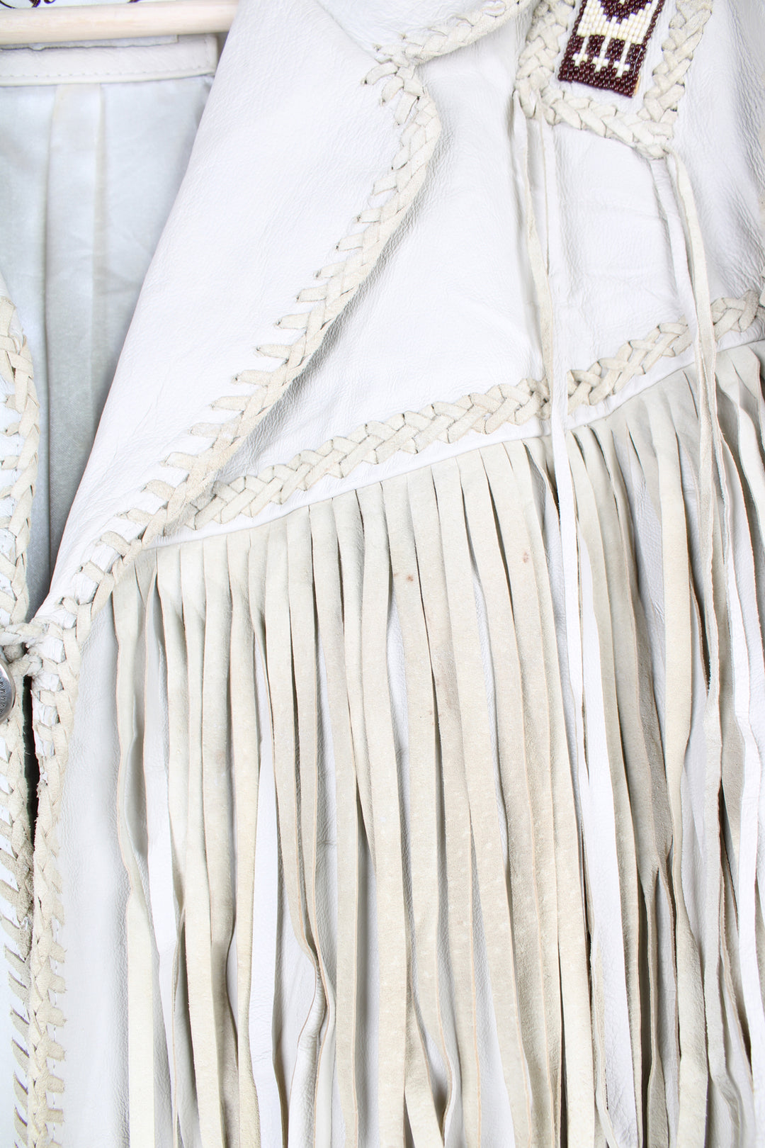 80's Beaded Fringe Leather Jacket