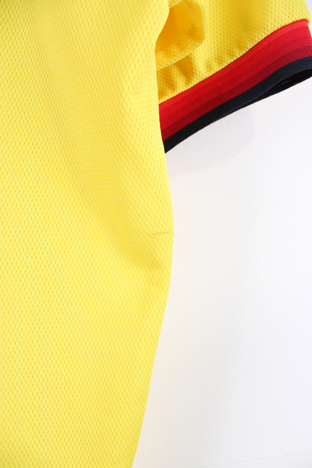 Vintage Liverpool 1997/99 Reebok away football shirt, yellow colourway with embroidered logos on the front