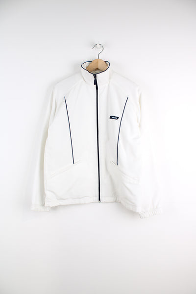 2000's Adidas zip through white tracksuit top with embroidered logo on the chest