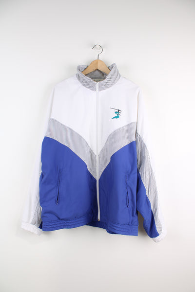 Vintage 90's Adidas x Stefan Edberg zip through white tracksuit top with printed graphic on the back and embroidered logo on the chest