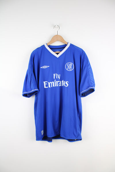 Vintage Chelsea 2003/05, Umbro Football Kit in the blue and white team colourway, V-neck and has logos embroidered on the front.
