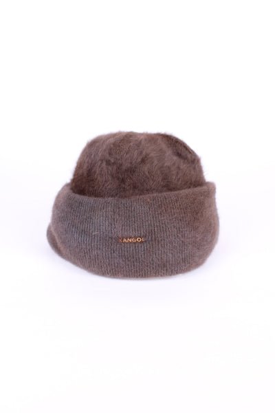 Vintage Kangol furgora beanie hat in brown, has embroidered logo on the front. 