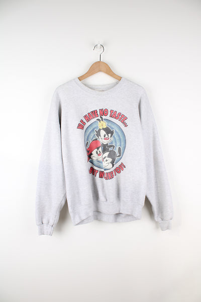 Vintage 90's Animaniacs grey crewneck sweatshirt features printed graphic on the front 