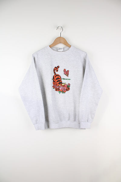 Vintage 90's Disney's Winnie the Pooh, Tigger sweatshirt in grey. Features printed graphic on the front