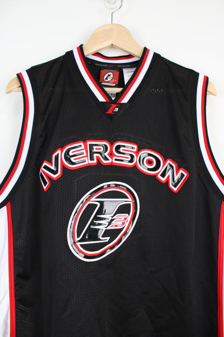 Allen Iverson #3 NBA black NBA swingman jersey, by Reebok with embroidered lettering