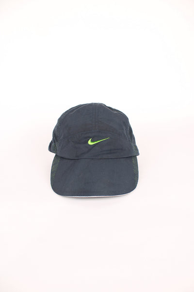 00's Nike Dri-Fit cap in a blue and green colourway, 100% polyester, adjustable strap, and logo on the front and back. 