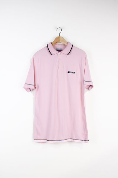 Vintage Reebok pink polo shirt with embroidered logo on the chest good condition Size in Label: Mens M - Measures slightly smaller like a S 