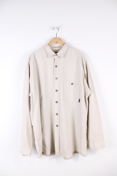 Patagonia cream, organic cotton button up long sleeve shirt with pockets