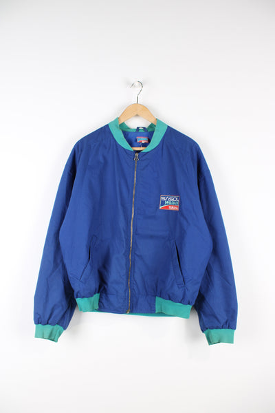Rare vintage 1992 Sasol Jordan Yamaha blue cotton, zip through  racing jacket features F1 car Jordan 192 on the back