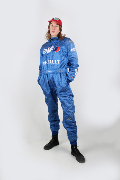 F1 Pit Crew Overalls, Renault 2003 in blue with embroidered sponsors through out.  good condition  Size in Label: 60 - Please see measurements below