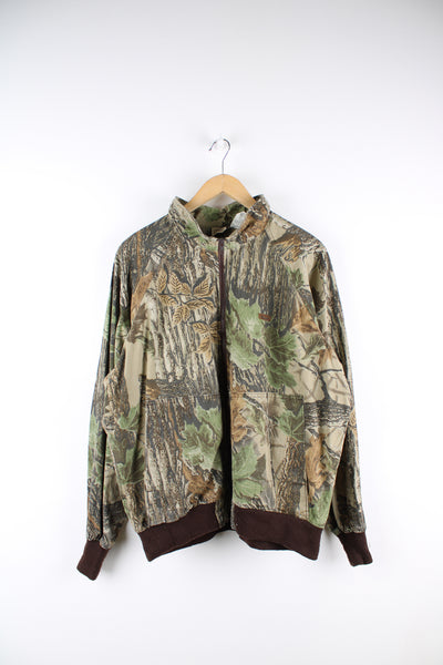 Vintage 90's Woolrich real tree camouflage 100% cotton zip through hunting jacket