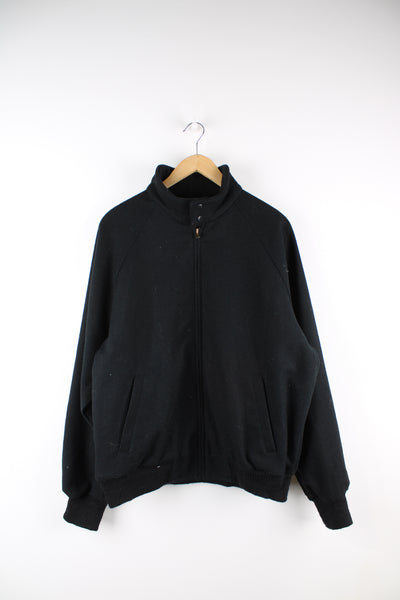 Vintage Pendleton black 100% wool bomber jacket made in the USA