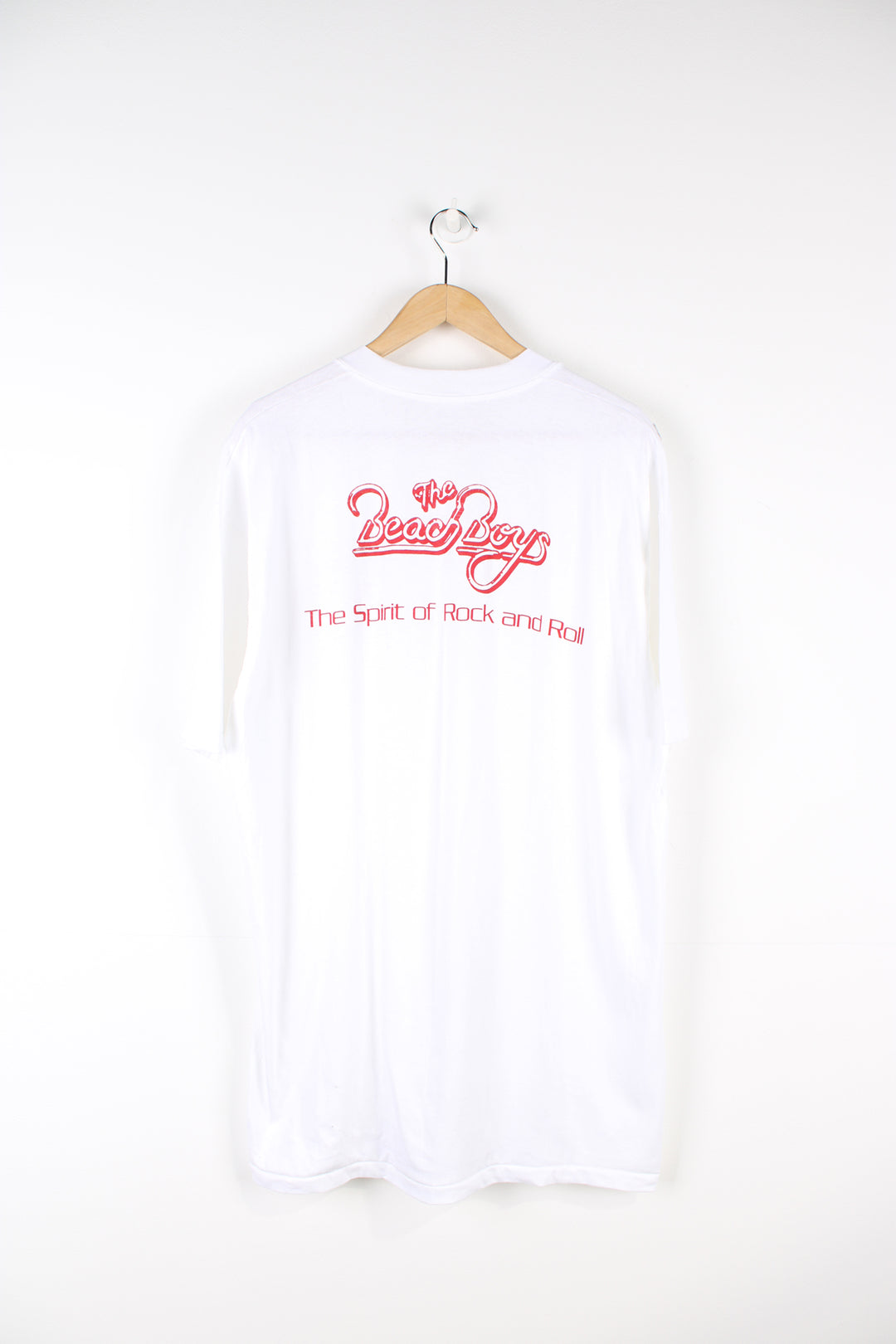 Vintage 1990 Beach Boys Convention single stitch white t-shirt with printed design on the front and back.  good condition  Size in Label:  Slim fit XL