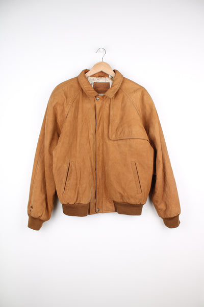 Vintage Marlboro Adventure Team brown suede bomber jacket, with shoulder flap / hidden pocket 