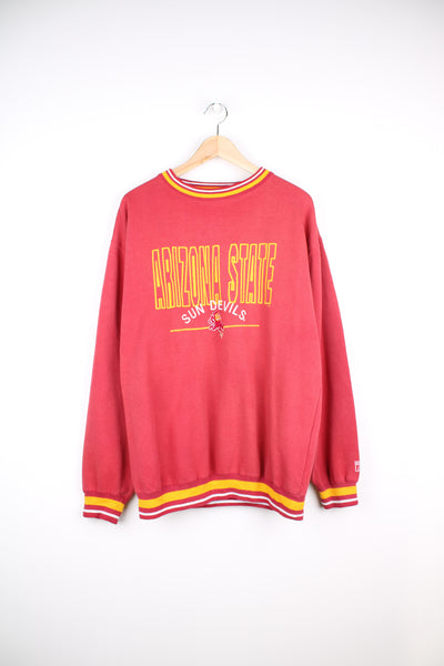 Vintage 90's Arizona State Sun Devils red sweatshirt with embroidered team logo on the chest. Made by Logo 7. good condition - faint mark on the back of the neck (see photos) Size in Label:  Mens XL
