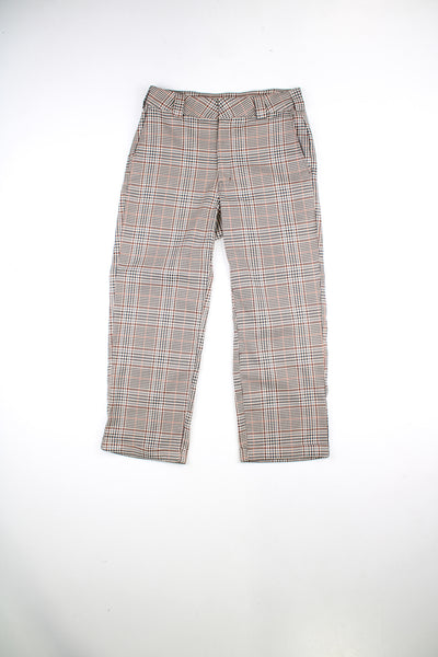 Dickies women's high waisted check trousers, cropped leg with pockets and belt loops 