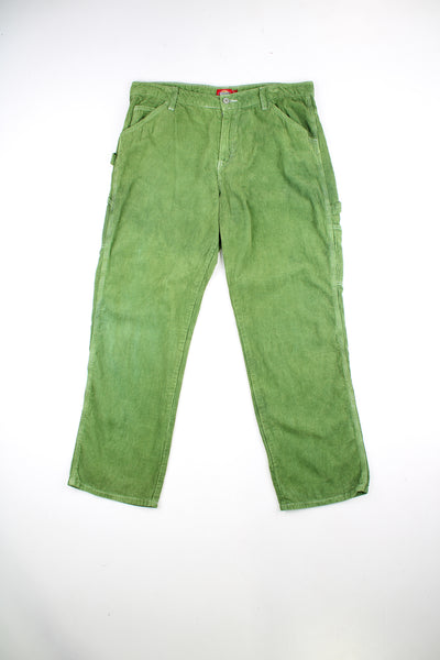 Dickies green chunky corduroy trousers with embroidered logo on the back pocket 