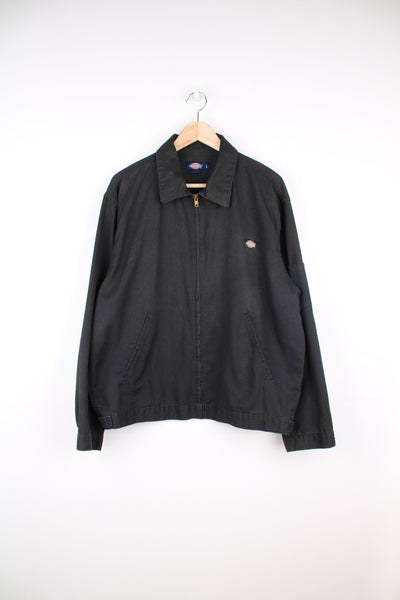 Dickies black cotton zip through jacket with pocket on the sleeve