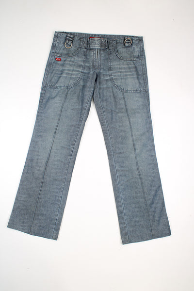Y2K Miss Sixty low rise bootcut jeans. Blue wash with pinstripe pattern.  good condition   Size in Label:  28