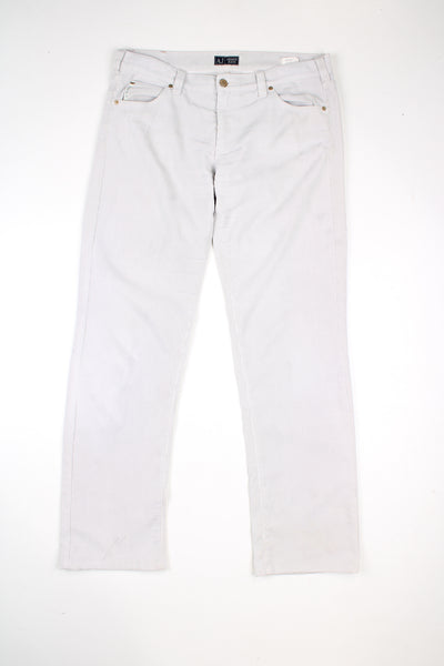 Vintage Armani Exchange mid rise straight leg cord trousers in white.  good condition - Marks on the trouser cuffs and the white is no longer perfect (see photos).   Size in Label:  13 - Measures like a womens M