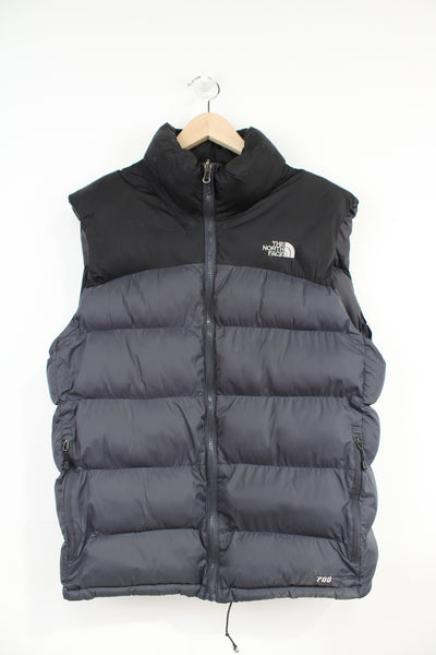 The North Face 700 black and grey double pocket gilet with embroidered logo on the front & back