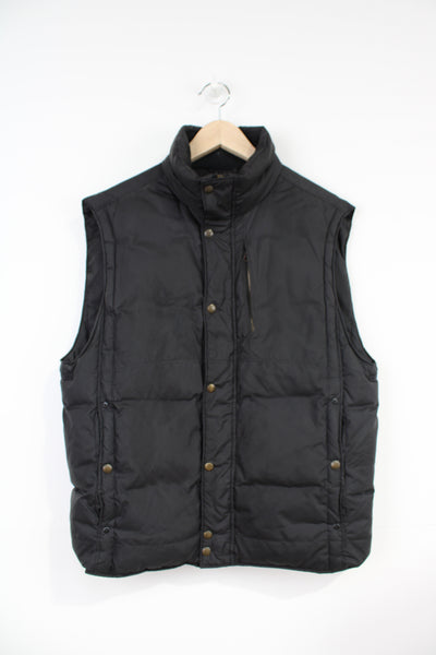 Vintage Ralph Lauren Polo black puffer style gilet with multiple pockets and branded popper buttons