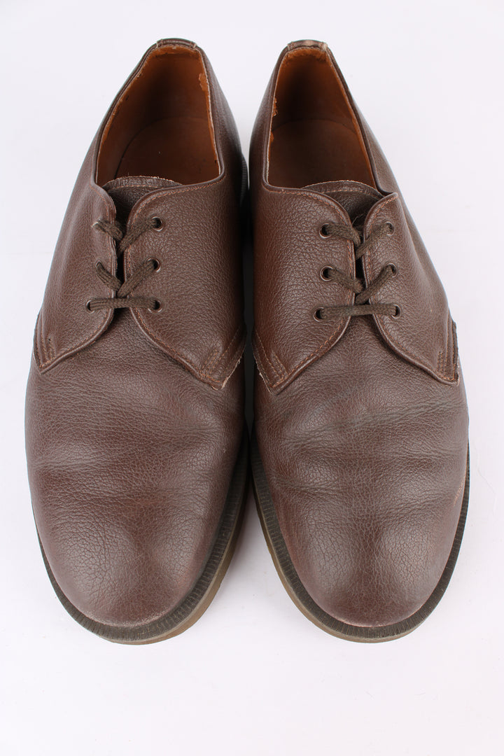 Vintage late 90's/early 00's Dr. Martens × Vegetarian Shoes collaboration style: VET 1484 brown lace up shoes, made in England
