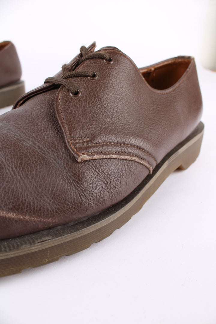 Vintage late 90's/early 00's Dr. Martens × Vegetarian Shoes collaboration style: VET 1484 brown lace up shoes, made in England