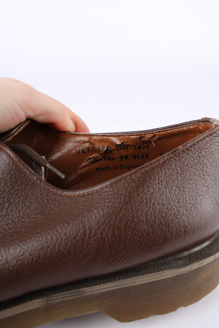 Vintage late 90's/early 00's Dr. Martens × Vegetarian Shoes collaboration style: VET 1484 brown lace up shoes, made in England