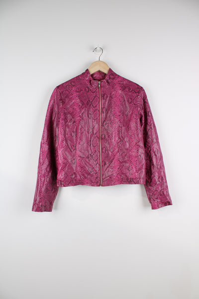 Y2K pink snake print pleather jacket from New Look.  good condition  Size in label:  Women's 12 - Measures more like a womens S
