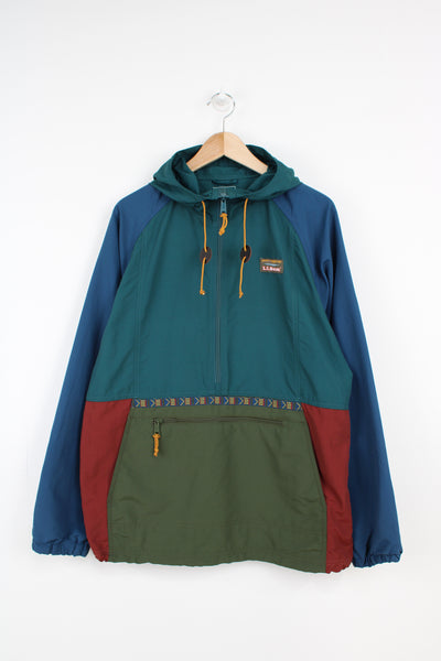 L.L.Bean 100% nylon 1/4 zip pullover jacket with front pocket and logo on the chest