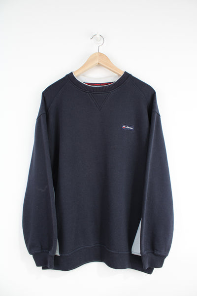 Ellesse blue crewneck sweatshirt, with embroidered logo on the chest
